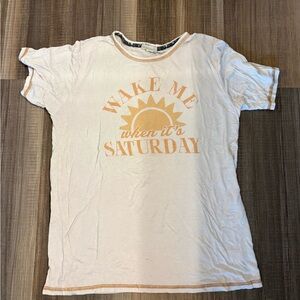 White and Orange Graphic T-Shirt